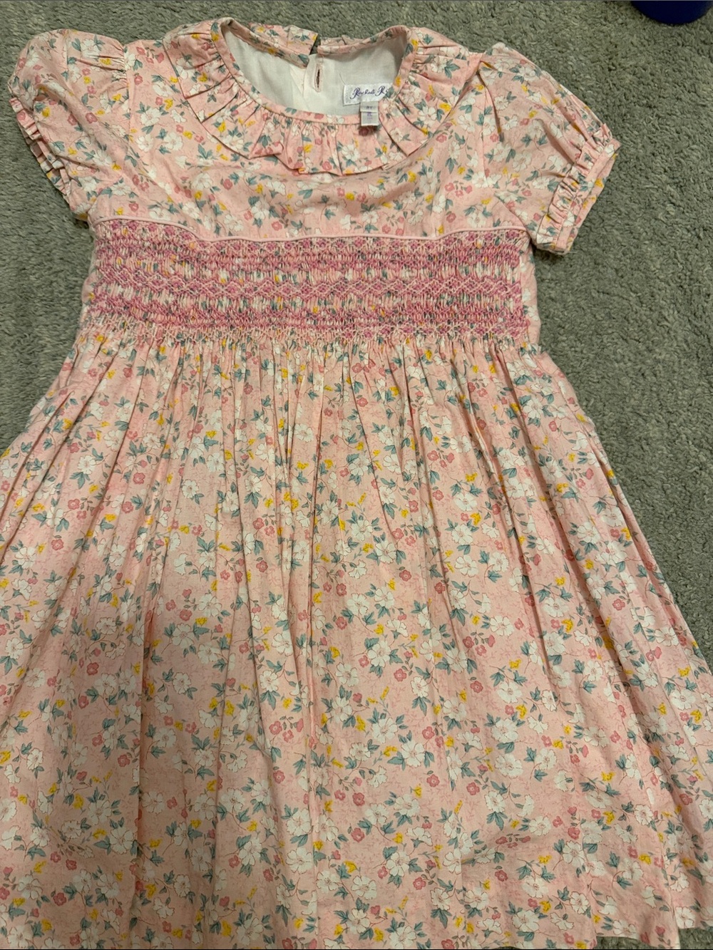 Rachel Riley Pink Floral Smocked Girls' Dress